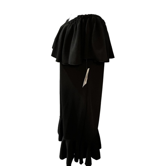 LuLaRoe CiCi Off Shoulder Black Dress With Ruffles BodyCon Size XL NEW - Picture 9 of 15